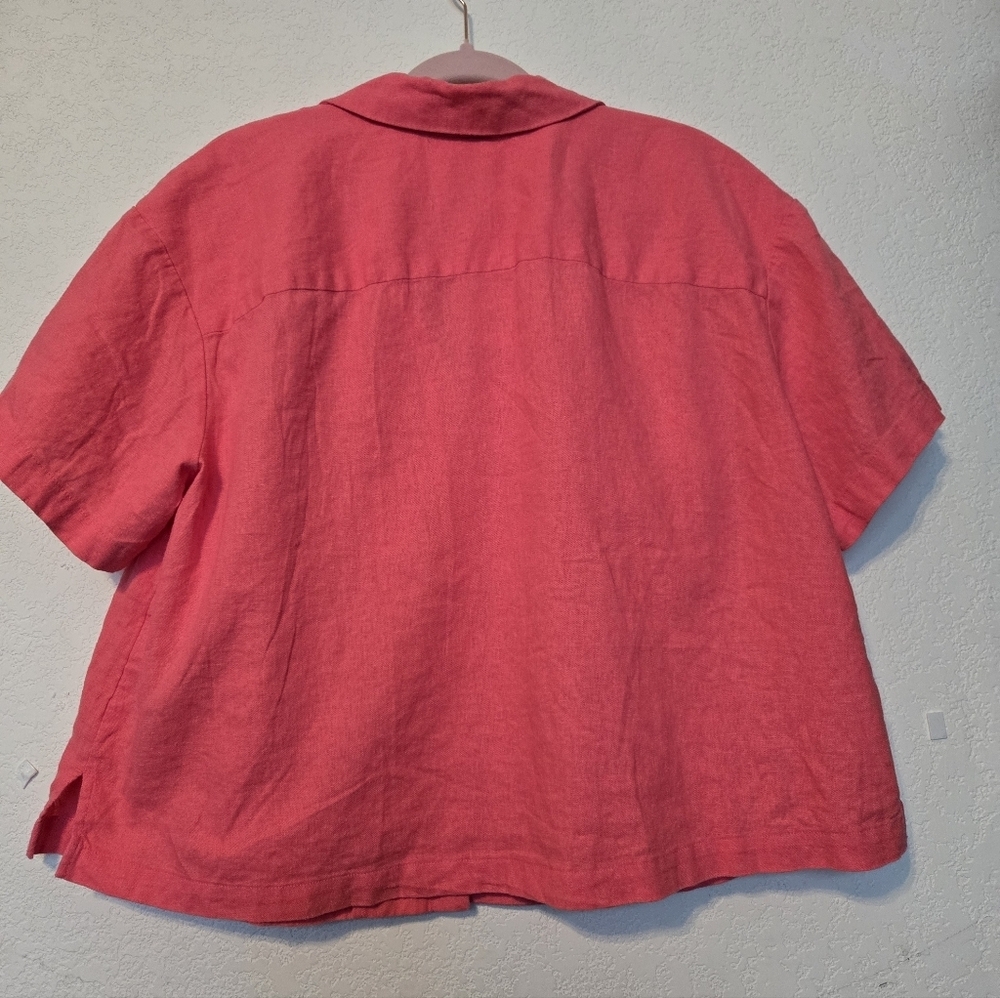 NWT A NEW DAY Coral Button-Up Blouse.Size XXL, 55% Linen - Picture 9 of 10